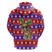 Chihuahua Christmas Hoodie with I’m Not a Chihuahua I’m a Baby Quote and Red Purple Christmas Pattern - Wonder Print Shop