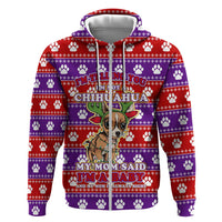 Chihuahua Christmas Hoodie with I’m Not a Chihuahua I’m a Baby Quote and Red Purple Christmas Pattern - Wonder Print Shop