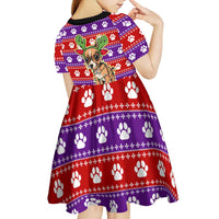 Chihuahua Christmas Kid Short Sleeve Dress with I’m Not a Chihuahua I’m a Baby Quote and Red Purple Christmas Pattern - Wonder Print Shop