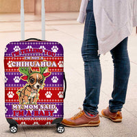 Chihuahua Christmas Luggage Cover with I’m Not a Chihuahua I’m a Baby Quote and Red Purple Christmas Pattern - Wonder Print Shop