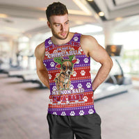 Chihuahua Christmas Men Tank Top with I’m Not a Chihuahua I’m a Baby Quote and Red Purple Christmas Pattern - Wonder Print Shop
