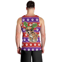 Chihuahua Christmas Men Tank Top with I’m Not a Chihuahua I’m a Baby Quote and Red Purple Christmas Pattern - Wonder Print Shop