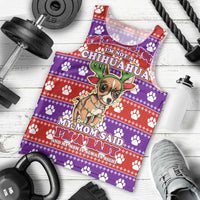 Chihuahua Christmas Men Tank Top with I’m Not a Chihuahua I’m a Baby Quote and Red Purple Christmas Pattern - Wonder Print Shop