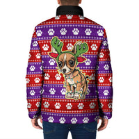 Chihuahua Christmas Padded Jacket with I’m Not a Chihuahua I’m a Baby Quote and Red Purple Christmas Pattern - Wonder Print Shop