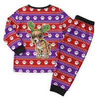 Chihuahua Christmas Pajama Set with I’m Not a Chihuahua I’m a Baby Quote and Red Purple Christmas Pattern - Wonder Print Shop