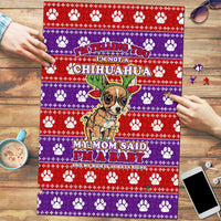 Chihuahua Christmas Puzzle with I’m Not a Chihuahua I’m a Baby Quote and Red Purple Christmas Pattern - Wonder Print Shop