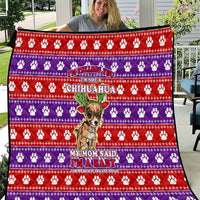 Chihuahua Christmas Quilt with I’m Not a Chihuahua I’m a Baby Quote and Red Purple Christmas Pattern - undefined