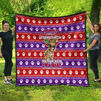 Chihuahua Christmas Quilt with I’m Not a Chihuahua I’m a Baby Quote and Red Purple Christmas Pattern - undefined