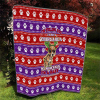Chihuahua Christmas Quilt with I’m Not a Chihuahua I’m a Baby Quote and Red Purple Christmas Pattern - undefined