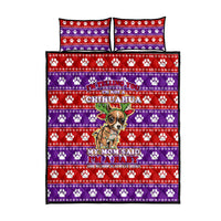Chihuahua Christmas Quilt Bed Set with I’m Not a Chihuahua I’m a Baby Quote and Red Purple Christmas Pattern - Wonder Print Shop