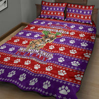 Chihuahua Christmas Quilt Bed Set with I’m Not a Chihuahua I’m a Baby Quote and Red Purple Christmas Pattern - Wonder Print Shop