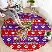 Chihuahua Christmas Round Carpet with I’m Not a Chihuahua I’m a Baby Quote and Red Purple Christmas Pattern - Wonder Print Shop