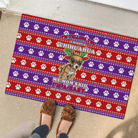 Chihuahua Christmas Rubber Doormat with I’m Not a Chihuahua I’m a Baby Quote and Red Purple Christmas Pattern - Wonder Print Shop