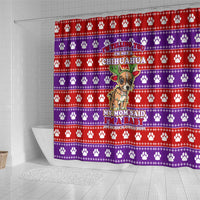 Chihuahua Christmas Shower Curtain with I’m Not a Chihuahua I’m a Baby Quote and Red Purple Christmas Pattern - Wonder Print Shop