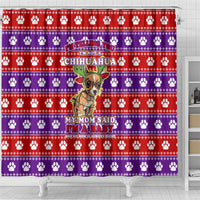 Chihuahua Christmas Shower Curtain with I’m Not a Chihuahua I’m a Baby Quote and Red Purple Christmas Pattern - Wonder Print Shop