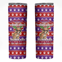 Chihuahua Christmas Skinny Tumbler with I’m Not a Chihuahua I’m a Baby Quote and Red Purple Christmas Pattern - Wonder Print Shop