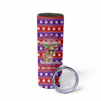 Chihuahua Christmas Skinny Tumbler with I’m Not a Chihuahua I’m a Baby Quote and Red Purple Christmas Pattern - Wonder Print Shop