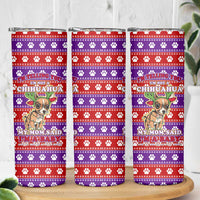 Chihuahua Christmas Skinny Tumbler with I’m Not a Chihuahua I’m a Baby Quote and Red Purple Christmas Pattern - Wonder Print Shop