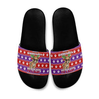 Chihuahua Christmas Slide Sandals with I’m Not a Chihuahua I’m a Baby Quote and Red Purple Christmas Pattern - Wonder Print Shop