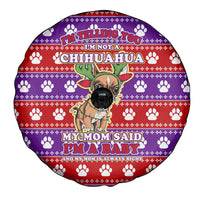 Chihuahua Christmas Spare Tire Cover with I’m Not a Chihuahua I’m a Baby Quote and Red Purple Christmas Pattern - Wonder Print Shop