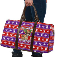 Chihuahua Christmas Travel Bag with I’m Not a Chihuahua I’m a Baby Quote and Red Purple Christmas Pattern - Wonder Print Shop
