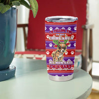 Chihuahua Christmas Tumbler Cup with I’m Not a Chihuahua I’m a Baby Quote and Red Purple Christmas Pattern - Wonder Print Shop