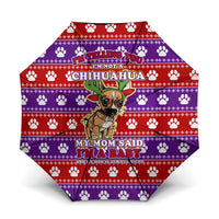 Chihuahua Christmas Umbrella with I’m Not a Chihuahua I’m a Baby Quote and Red Purple Christmas Pattern - Wonder Print Shop
