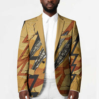 Pakhet Lion Head Blazer with Claw Marks in Fiery Ancient Egyptian Motif