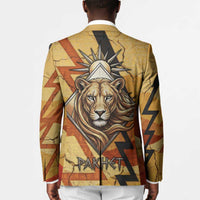 Pakhet Lion Head Blazer with Claw Marks in Fiery Ancient Egyptian Motif