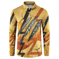 Pakhet Lion Head Button Sweatshirt with Claw Marks in Fiery Ancient Egyptian Motif