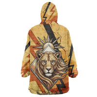 Pakhet Lion Head Kid Wearable Blanket Hoodie with Claw Marks in Fiery Ancient Egyptian Motif