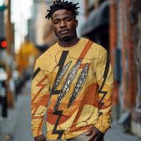 Pakhet Lion Head Long Sleeve Shirt with Claw Marks in Fiery Ancient Egyptian Motif