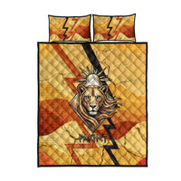 Pakhet Lion Head Quilt Bed Set with Claw Marks in Fiery Ancient Egyptian Motif