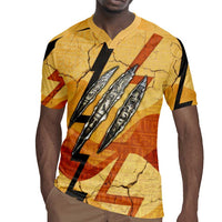 Pakhet Lion Head Rugby Jersey with Claw Marks in Fiery Ancient Egyptian Motif