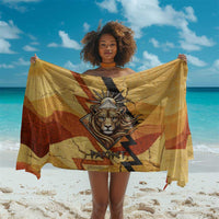 Pakhet Lion Head Sarong with Claw Marks in Fiery Ancient Egyptian Motif