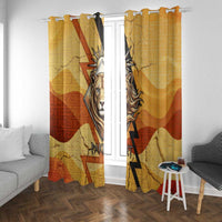 Pakhet Lion Head Window Curtain with Claw Marks in Fiery Ancient Egyptian Motif