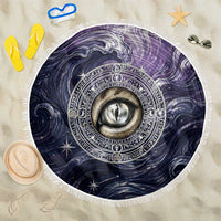 Pakhet Panther Beach Blanket with Cosmic Feline Eye on Starry Night River