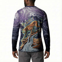 Pakhet Panther Button Sweatshirt with Cosmic Feline Eye on Starry Night River