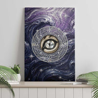 Pakhet Panther Canvas Wall Art with Cosmic Feline Eye on Starry Night River