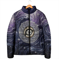 Pakhet Panther Padded Jacket with Cosmic Feline Eye on Starry Night River
