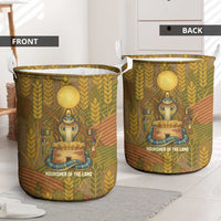 Renenutet Golden Cobra Laundry Basket with Wheat Motif in Egyptian Agricultural Theme