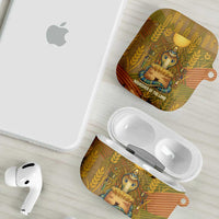 Renenutet Golden Cobra AirPods Case with Wheat Motif in Egyptian Agricultural Theme