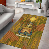 Renenutet Golden Cobra Area Rug with Wheat Motif in Egyptian Agricultural Theme
