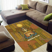 Renenutet Golden Cobra Area Rug with Wheat Motif in Egyptian Agricultural Theme