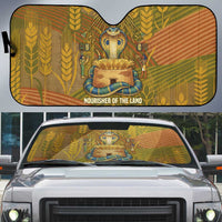 Renenutet Golden Cobra Auto Sun Shade with Wheat Motif in Egyptian Agricultural Theme