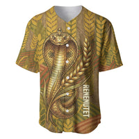 Renenutet Golden Cobra Baseball Jersey with Wheat Motif in Egyptian Agricultural Theme