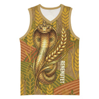 Renenutet Golden Cobra Basketball Jersey with Wheat Motif in Egyptian Agricultural Theme