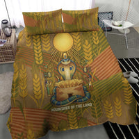 Renenutet Golden Cobra Bedding Set with Wheat Motif in Egyptian Agricultural Theme