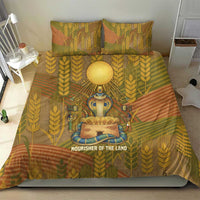 Renenutet Golden Cobra Bedding Set with Wheat Motif in Egyptian Agricultural Theme