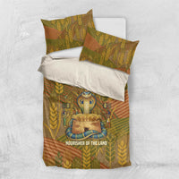 Renenutet Golden Cobra Bedding Set with Wheat Motif in Egyptian Agricultural Theme